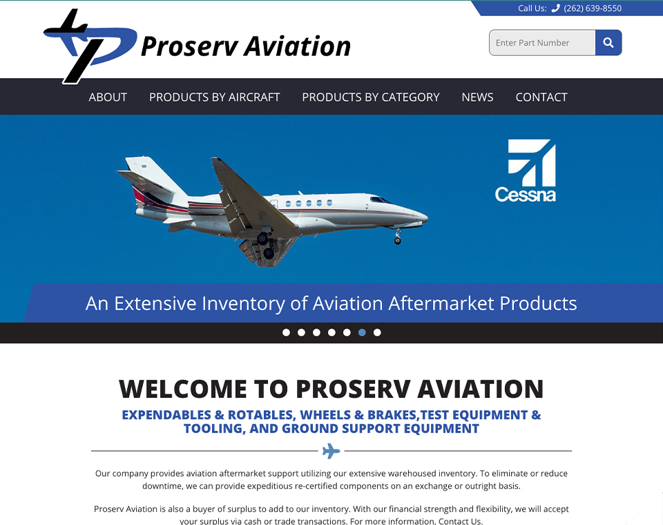 Proserv Aviation Website Home Page