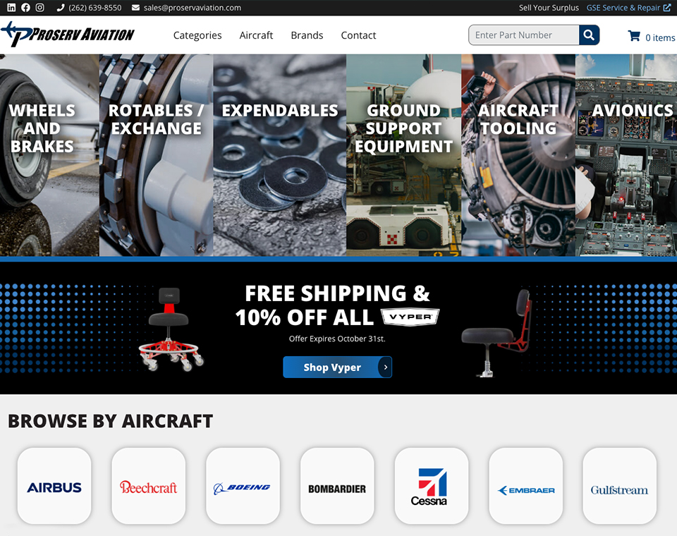 Proserv Aviation Website Home Page