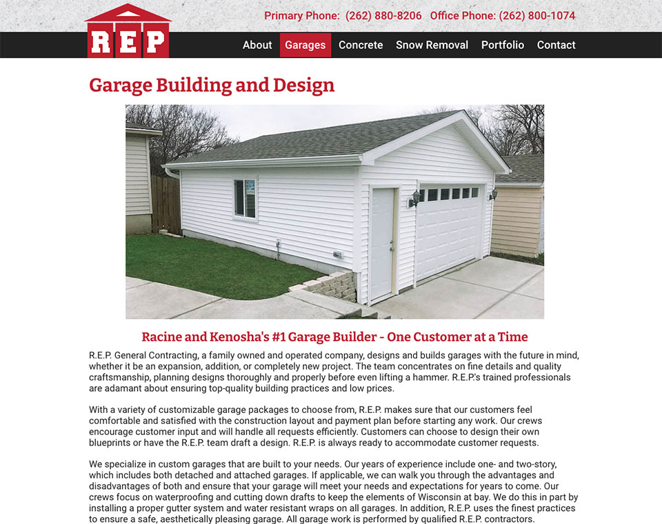 R.E.P. Garage Services Page