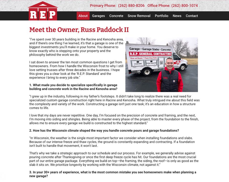R.E.P. Concrete Meet The Owner Page