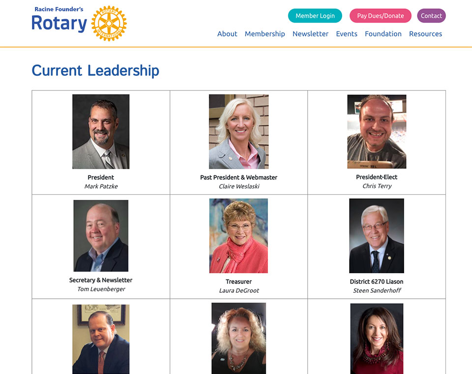 Racine Rotary Leadership Team Page