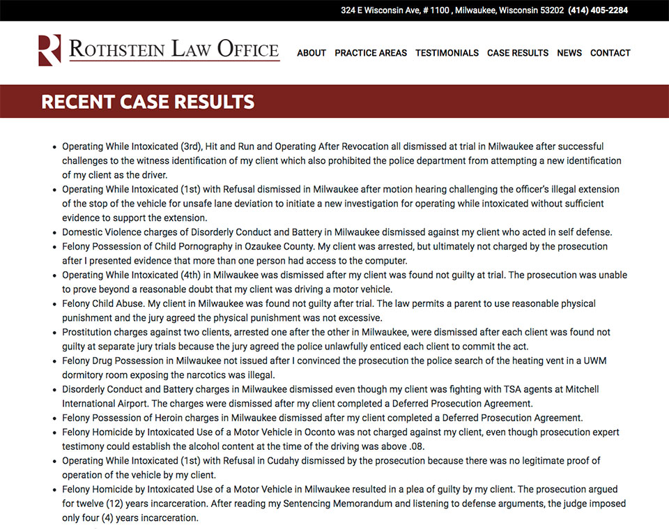 Rothstein Law Past Case Results Page