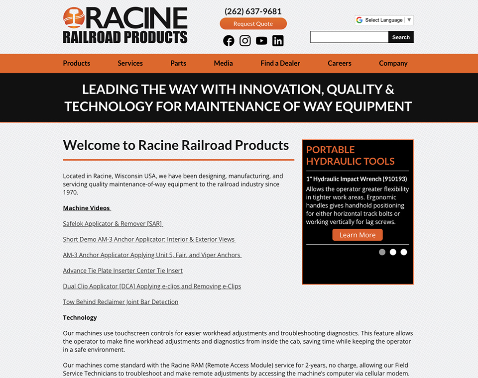 Racine Railroad Products - Home