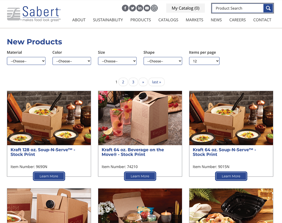 Sabert Website Product Category Page