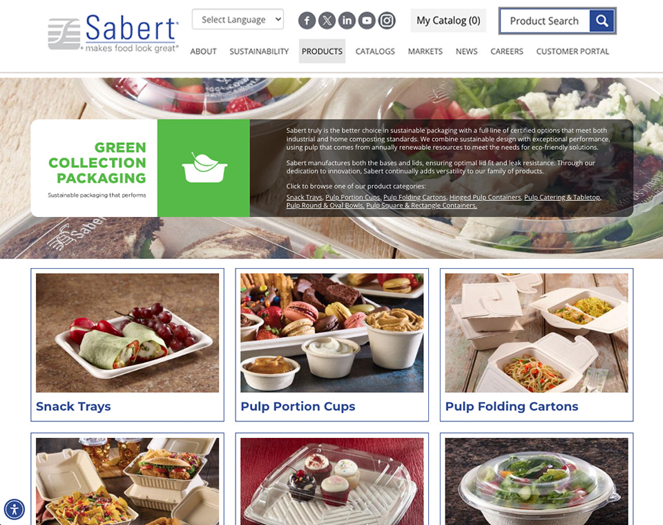Sabert Website Product Category Page