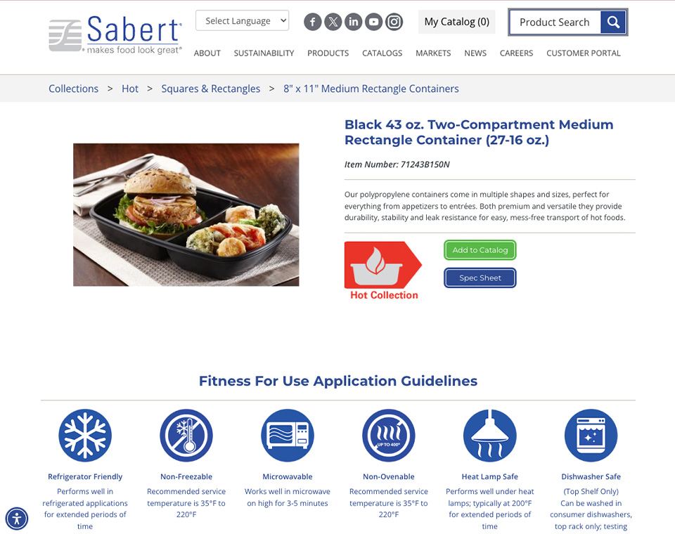 Sabert Website Product Page