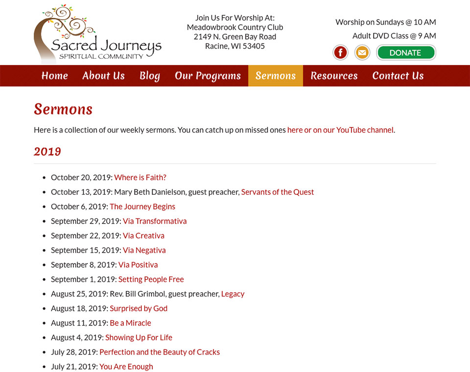 Sacred Journeys Sermons Library Page