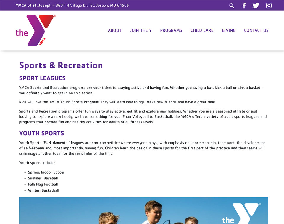 YMCA – St Jo Information Page
