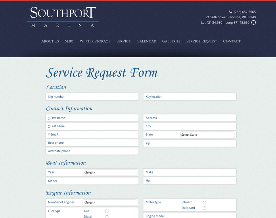 Southport Marina Service Request Form