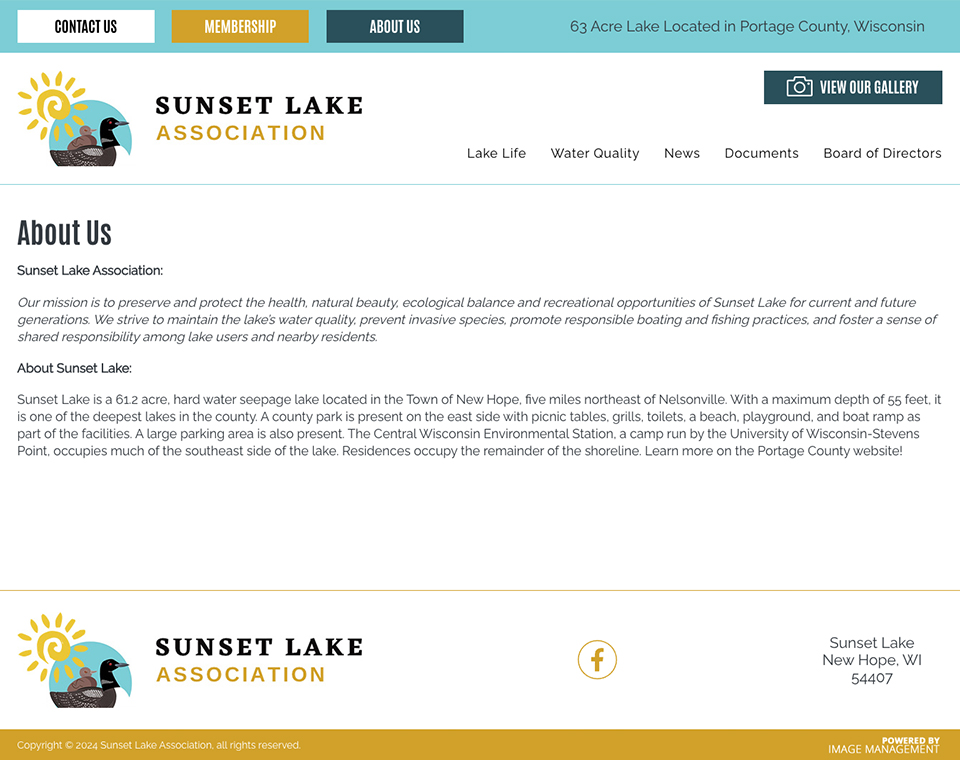 Sunset Lake Association - About Page