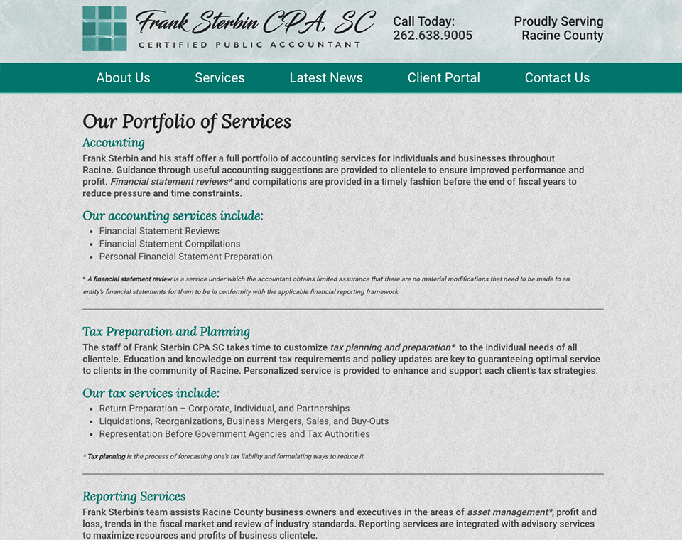 Sterbin CPA - Services Page