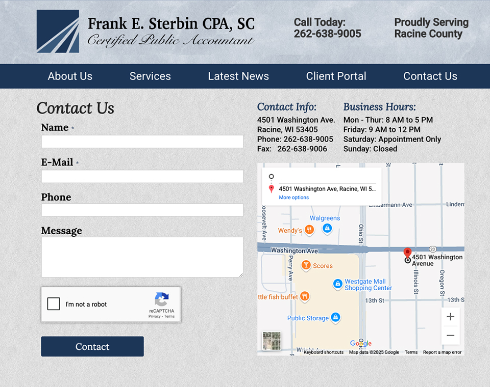 Frank Sterbin CPA - Contact Page