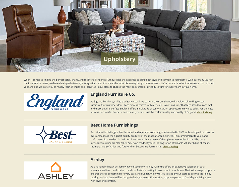 Tenpenny Furniture Website - About Page