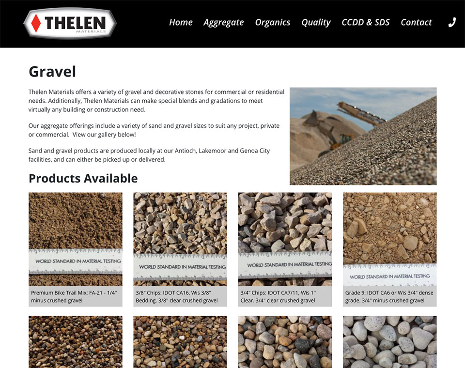 Thelen Materials Product Gallery Page