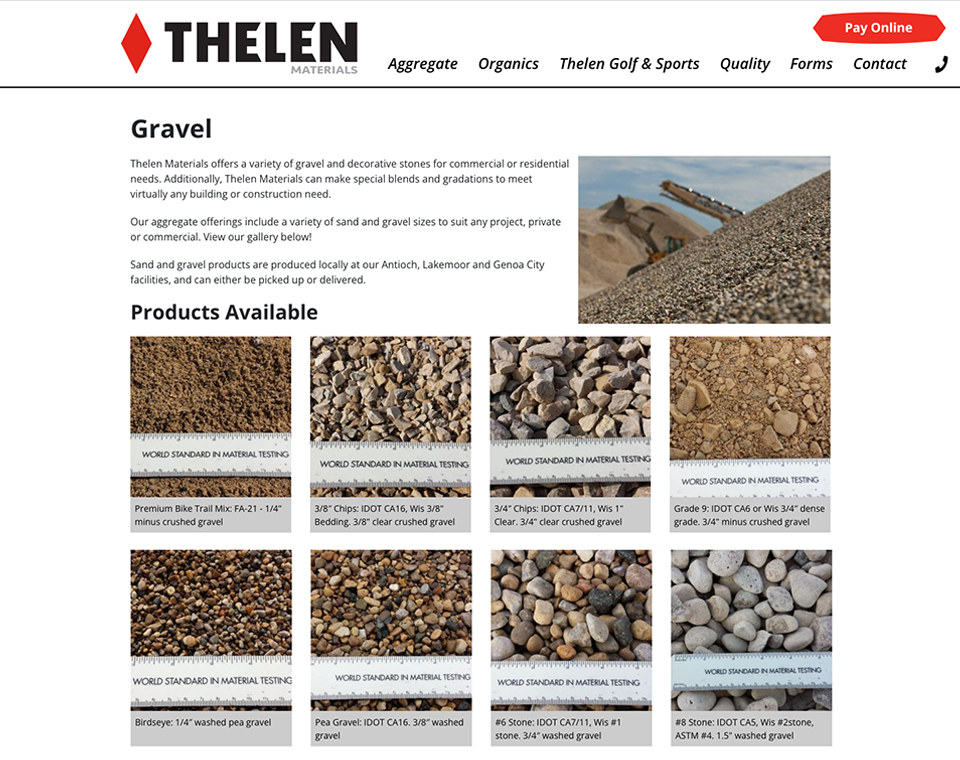 Thelen Materials Product Page