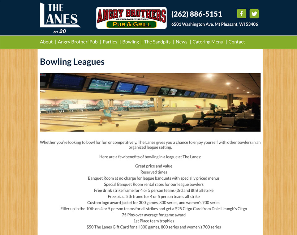 The Lanes on 20 Information Page