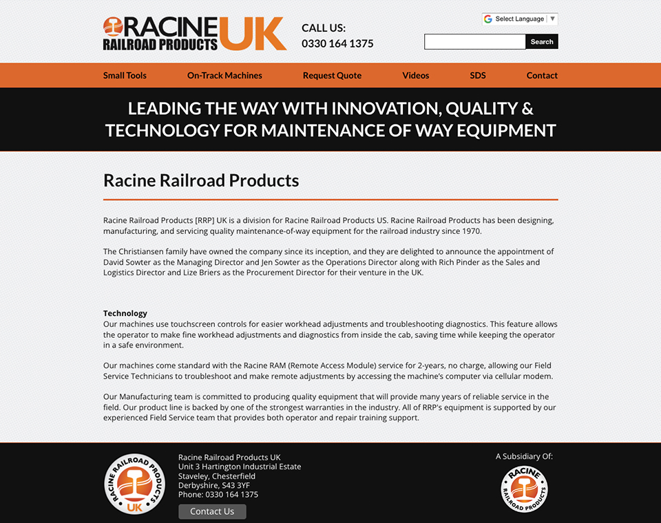 Racine Railroad Products UK - Home