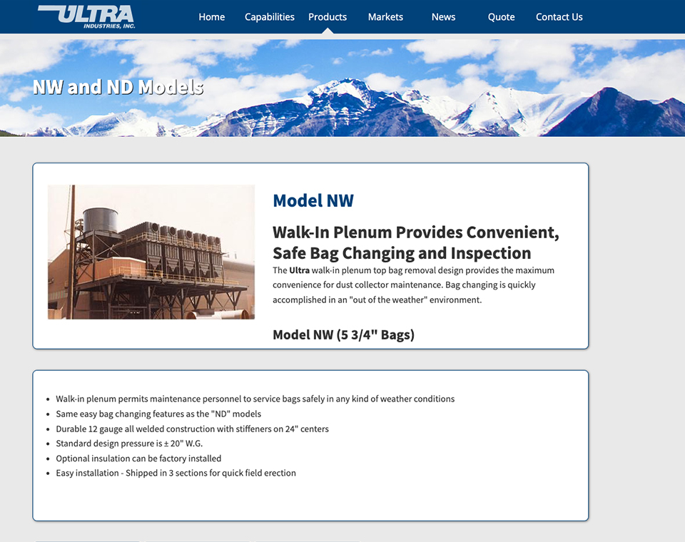 Ultra Industries Product Profile Page
