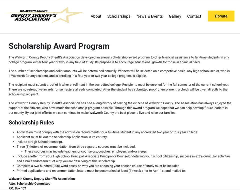 WCDSA Scholarship Page