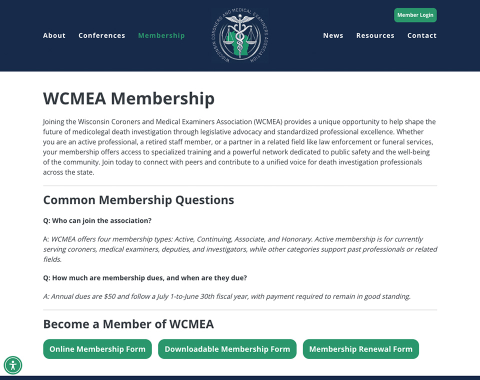 Wisconsin Coroners and Medical Examiners Association Membership Page