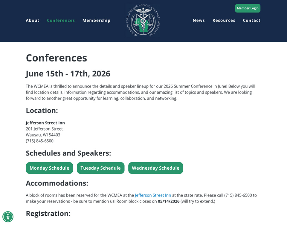 Wisconsin Coroners and Medical Examiners Association Conferences Page
