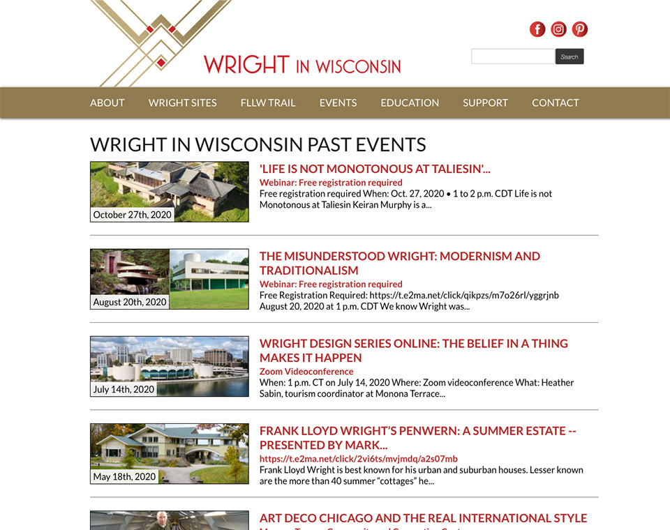 Wright in Wisconsin Events Page