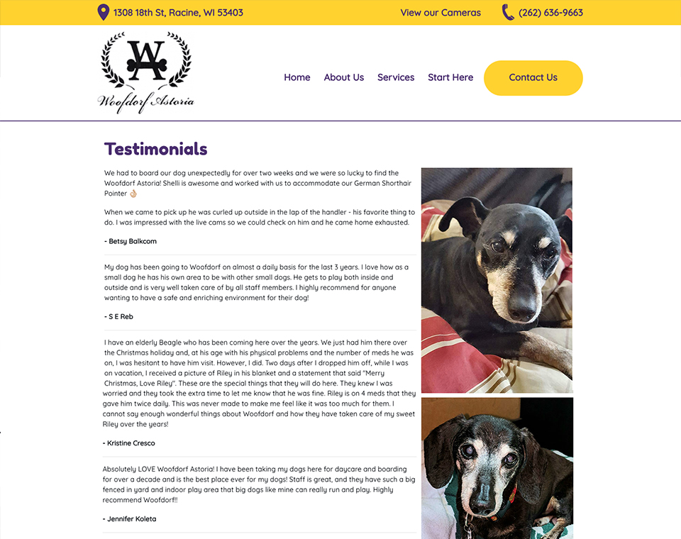 Woofdorf Astoria Dog Hotel - Testimonials Page