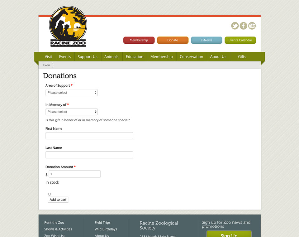 Racine Zoo Donation Form