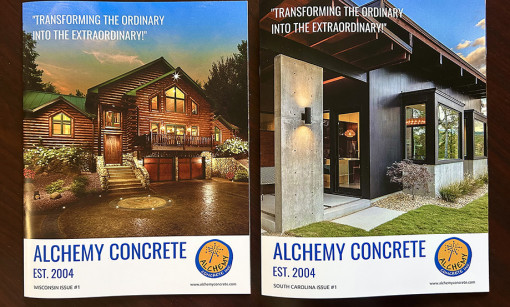 Two Full color 12-page Brochures made for Alchemy Concrete.
